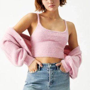 Matching headband +KENDALL & KYLIE Fuzzy Sweater Tank and Cardigan Set Pink NWT